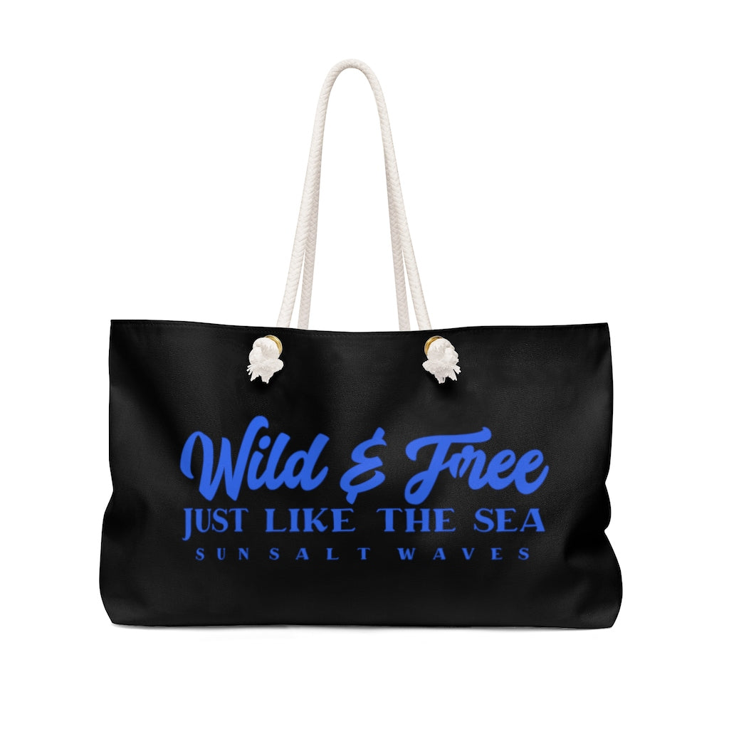 Sun Salt Waves Wild and Free Just Like the Sea Weekender Rope Handled Tote Bag