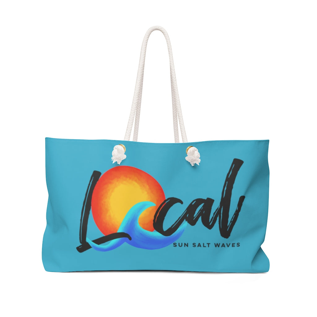 Sun Salt Waves Sun and Waves "Local" Aqua Blue Weekender Rope Handle Tote Bag
