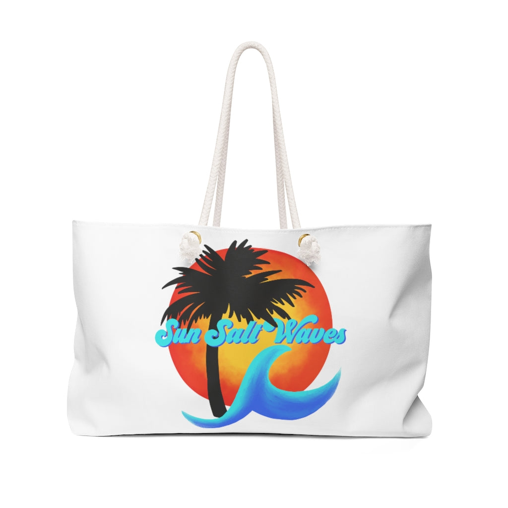 Sun Salt Waves Logo White Weekender Rope Handle Tote Bag