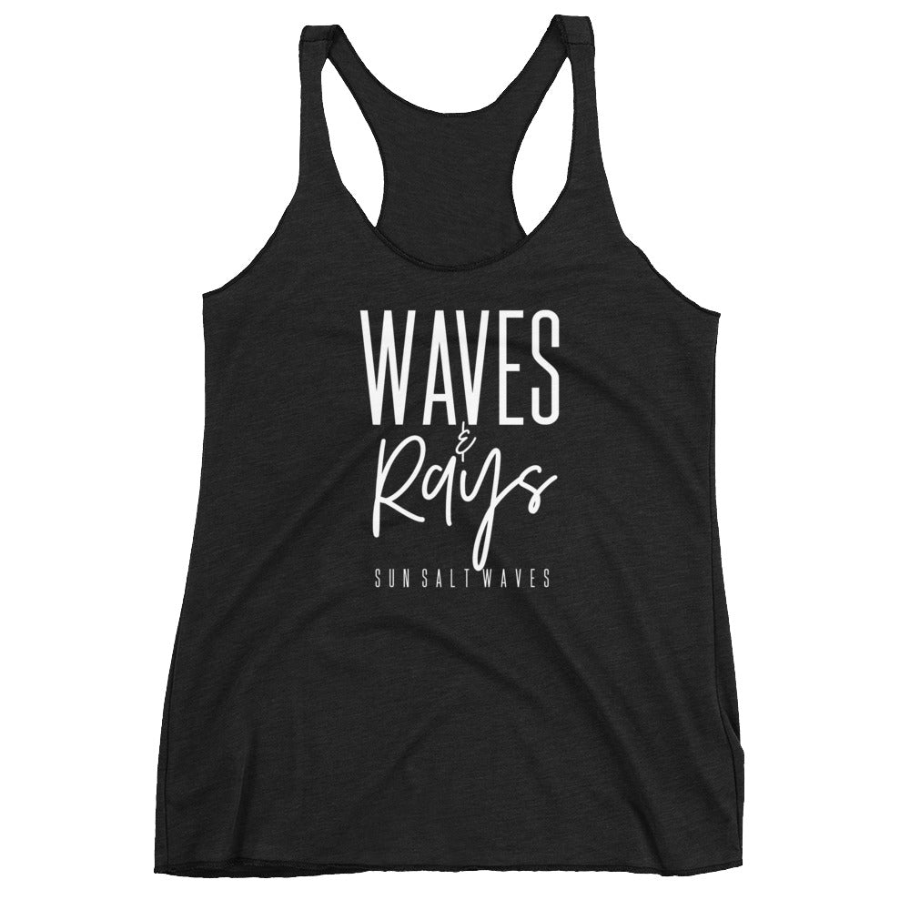 Waves and Rays Racerback Tank Graphic Tank Women’s Junior’s Black Sun Salt Waves