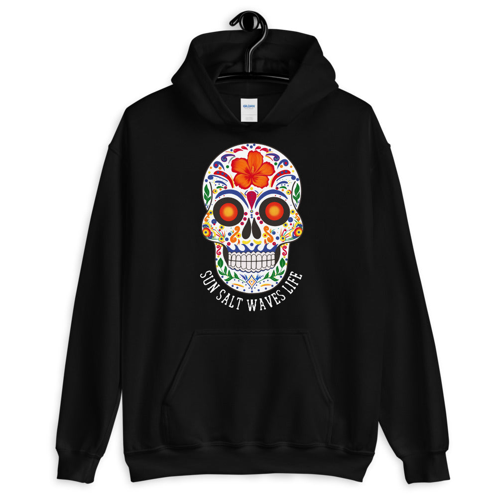 Sun Salt Waves Life Black Hoodie Unisex Men's Women's Sugar Skull