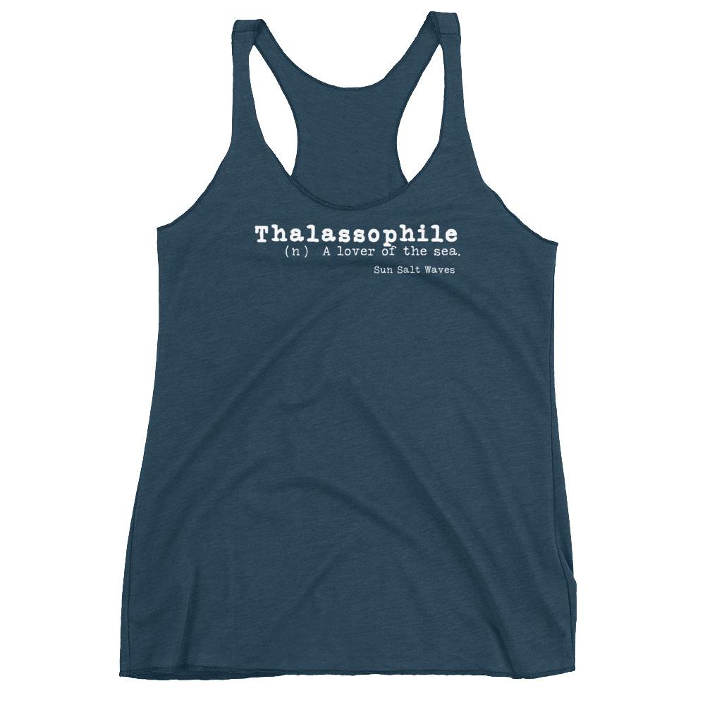 Lover of the Sea Racerback Tank Thalassophile Dictionary Women Junior Indigo