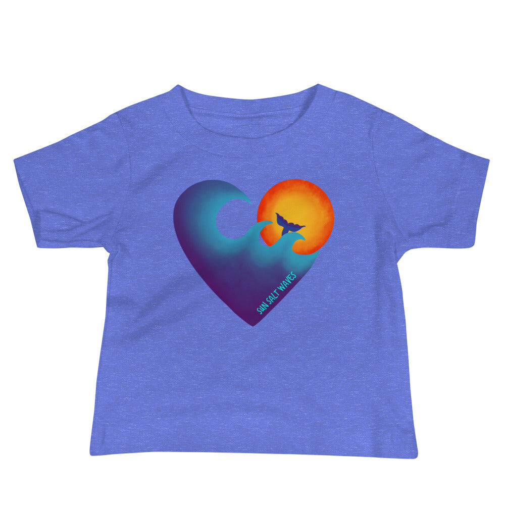 Sun Salt Waves Chase The Sun Heart Sun and Wave Blue Cotton Baby Tee Infant T-shirt