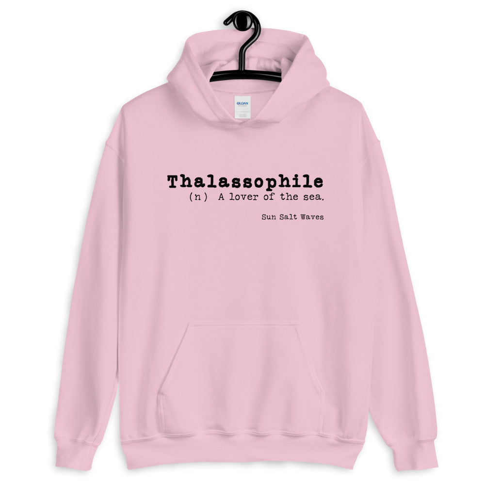 Sun Salt Waves Lover of the Sea Light Pink Hoodie Unisex Men’s Women’s Graphic Thalassophile Dictionary Print Definition