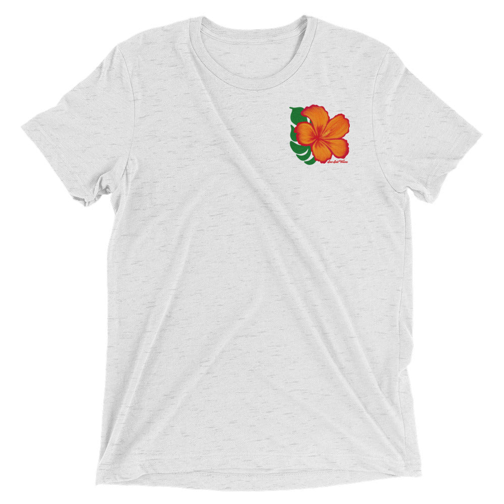 Hibiscus Tee Unisex Graphic Orange Flower Sun Salt Waves Men’s Women’s Heather White