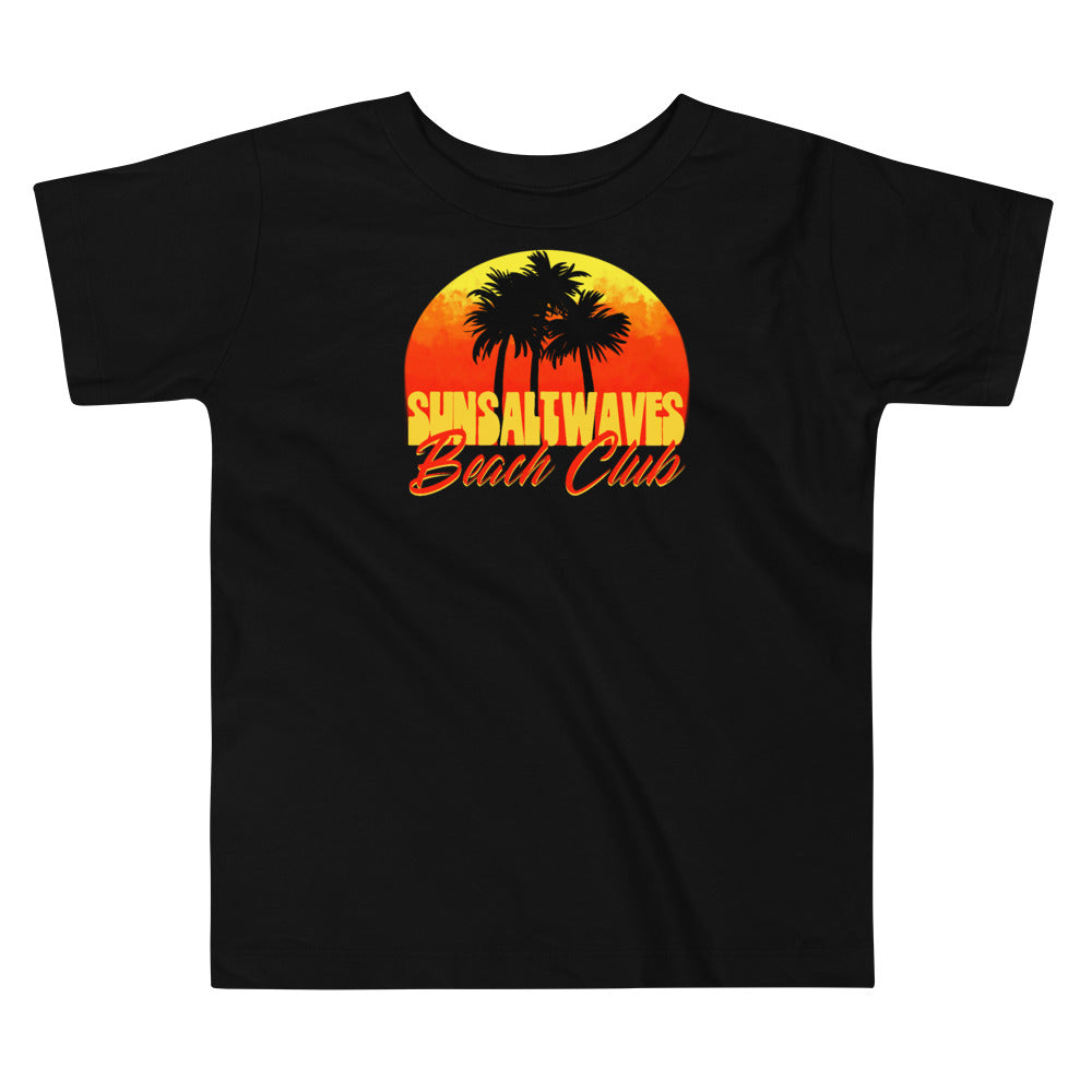 Beach Club Toddler Tee from Sun Salt Waves Sunset Palms Black