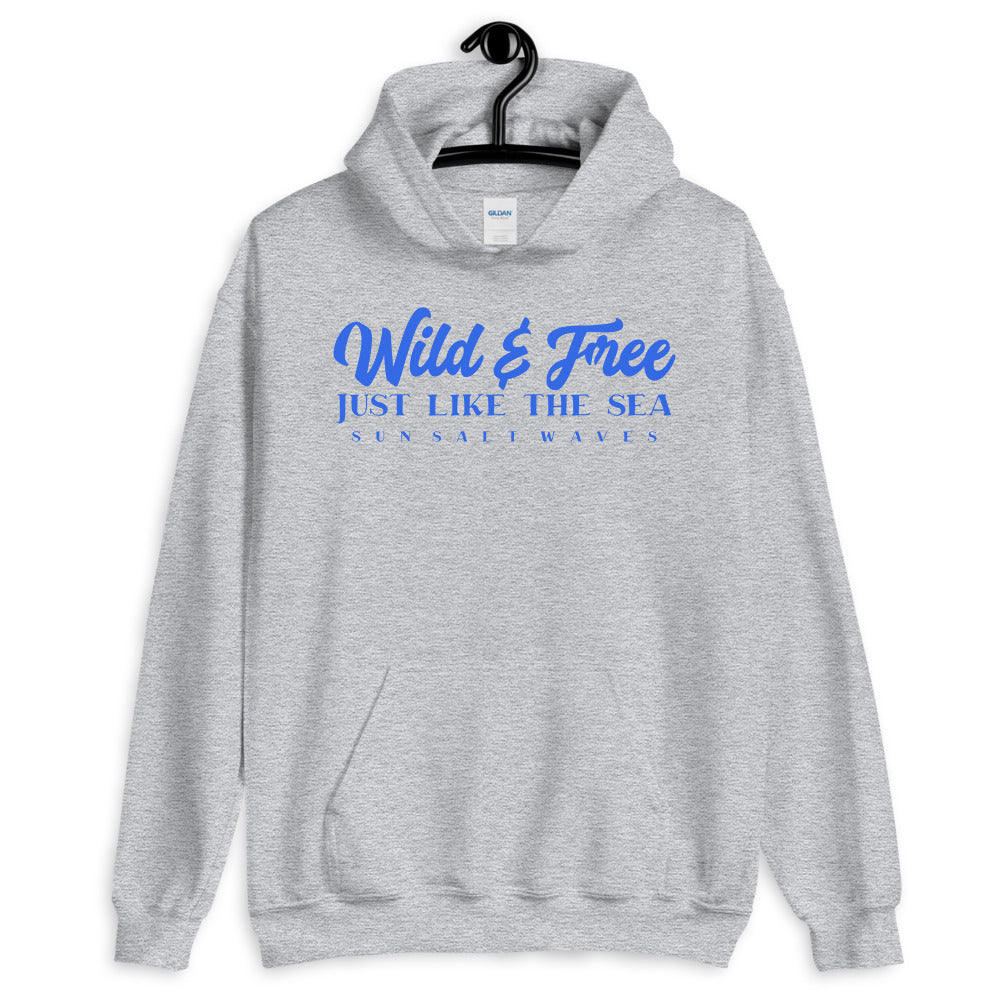 Sun Salt Waves Wild and Free Just Like the Sea Sport Light Grey Hoodie Unisex Men's Women's Graphic