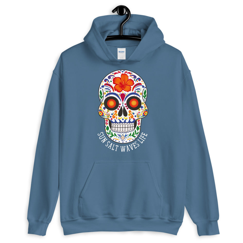 Sun Salt Waves Life Black Hoodie Unisex Men's Women's Sugar Skull Indigo