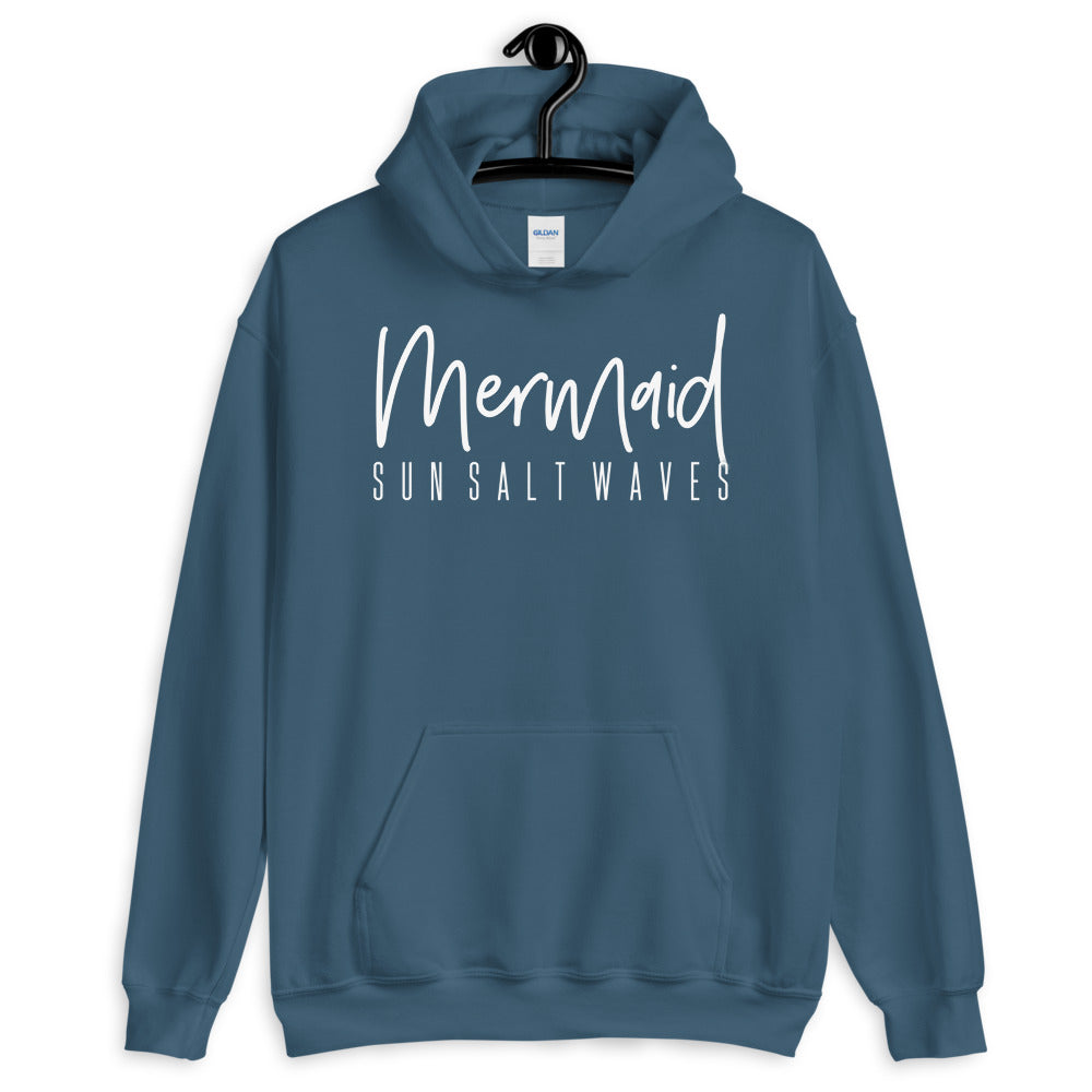 Sun Salt Waves Mermaid Indigo Blue Hoodie Unisex Men’s Women’s Graphic