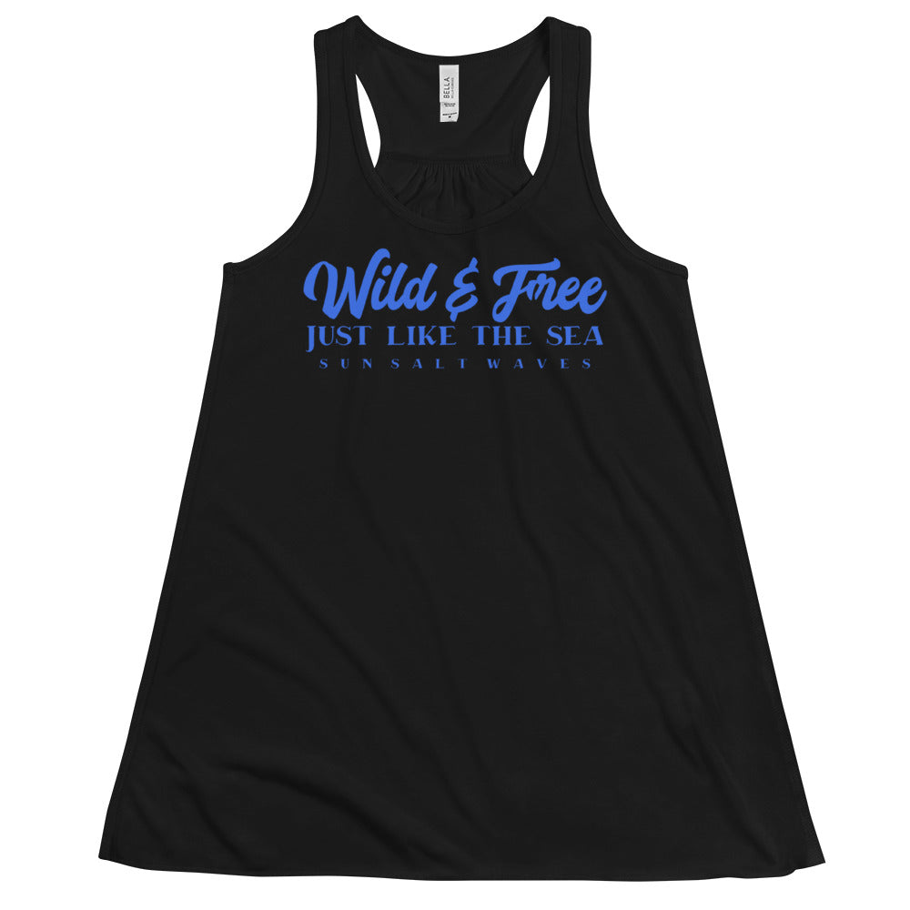 Wild and Free Flowy Racerback Tank Graphic Tank Women’s Junior’s Black Sun Salt Waves