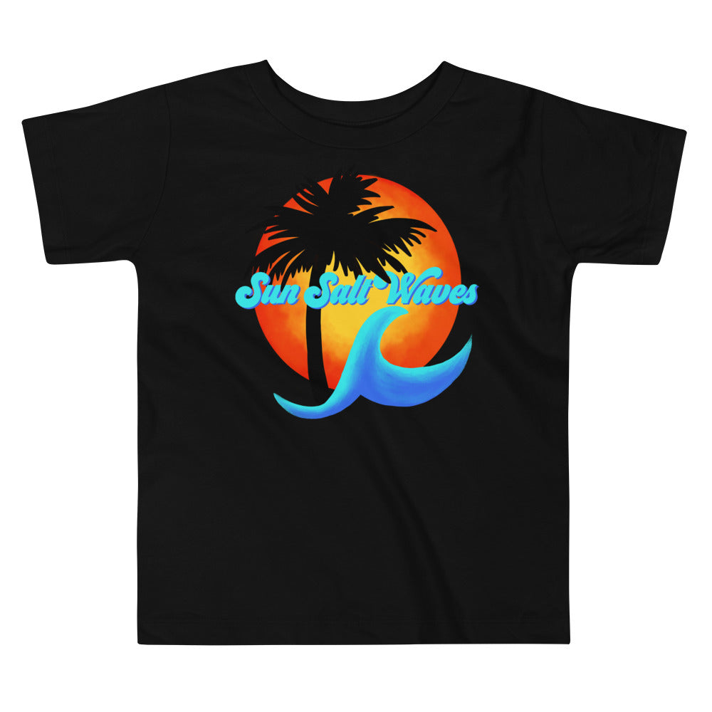 Sun Salt Waves Logo Toddler Tee from Sun Salt Waves Palm Silhouette Sun and Wave Black