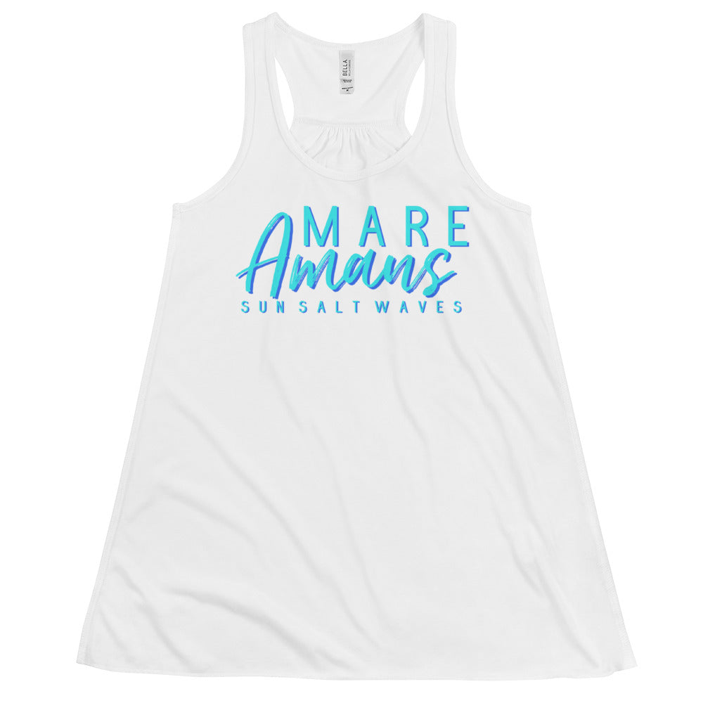 Sea Lover Flowy Racerback Tank Graphic Tank Latin Mare Amans Sun Salt Waves White