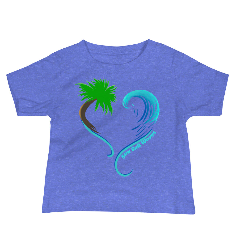 Rising Tides Baby Tee Sun Salt Waves Palm Wave Heart Design