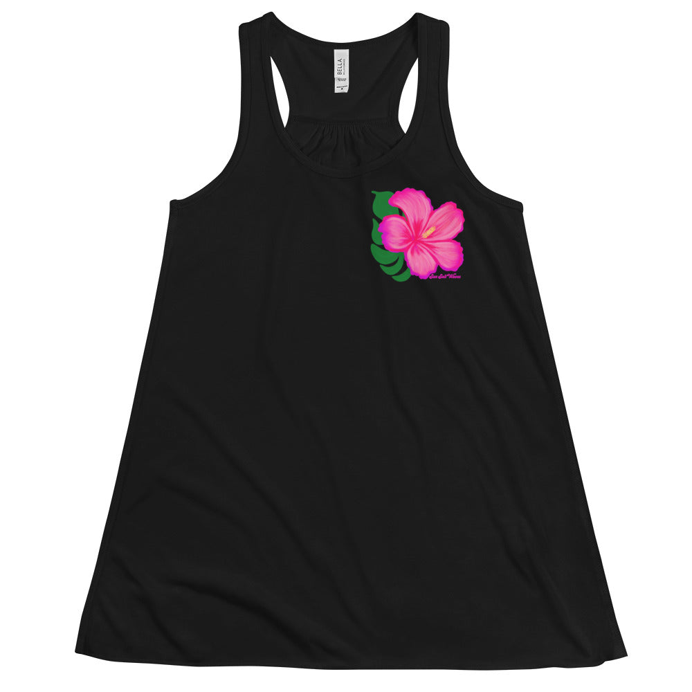 Hibiscus Flowy Racerback Tank Pink Hibiscus Graphic Tank Women’s Junior’s Black Sun Salt Waves
