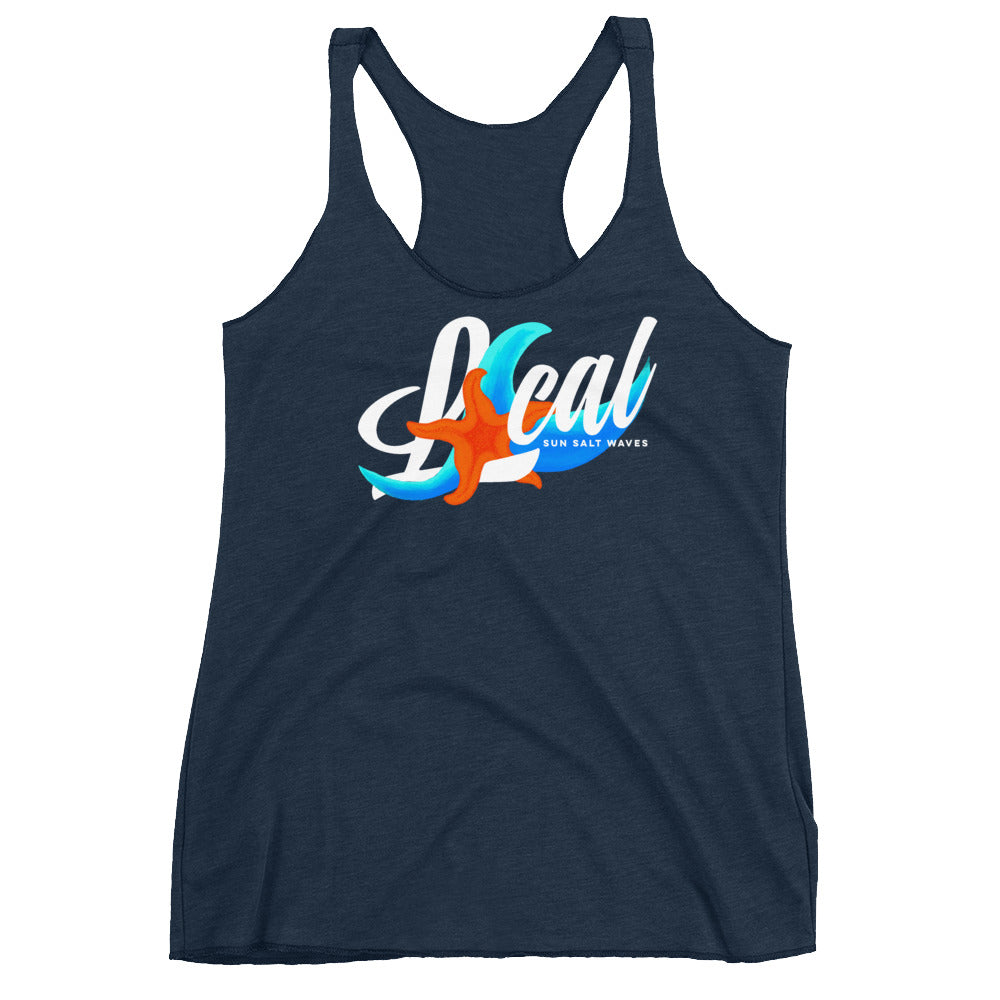 Sea Life ‘Local’ Racerback Tank Starfish Multicolored Wave Women Junior Navy