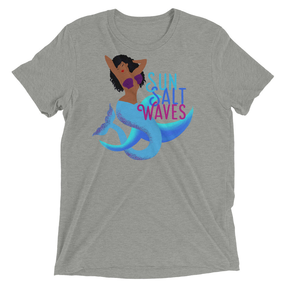 Mermaid Betty Tee Colorful Wave and Mermaid Unisex Heather Gray