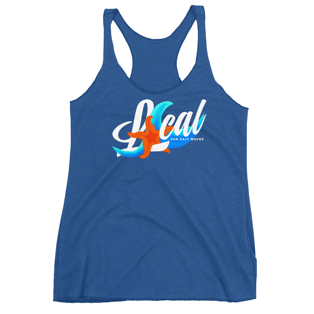 Sea Life ‘Local’ Racerback Tank Starfish Multicolored Wave Women Junior Royal Blue
