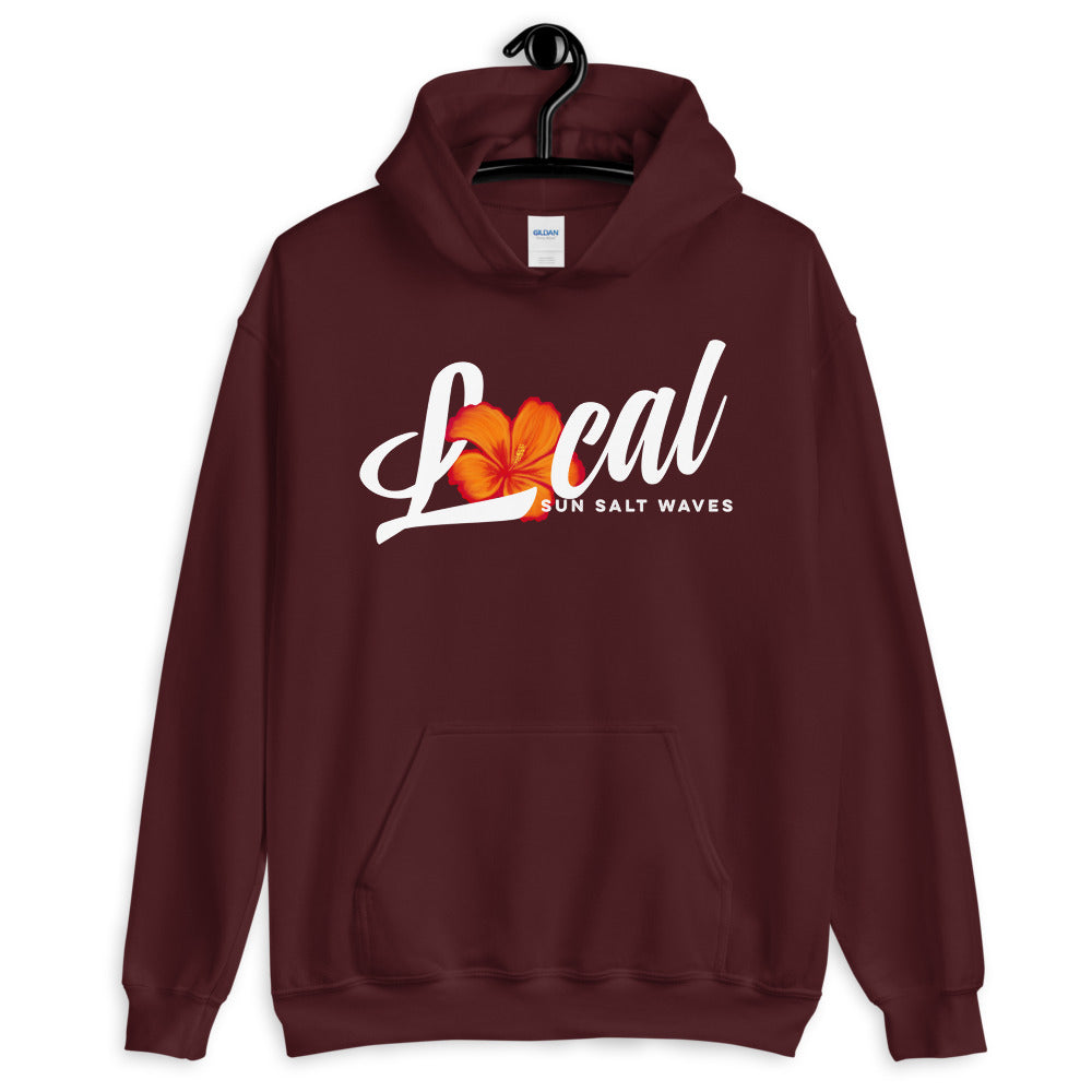 Sun Salt Waves Orange Hibiscus ‘Local’ Maroon Hoodie Unisex Men’s Women’s Graphic