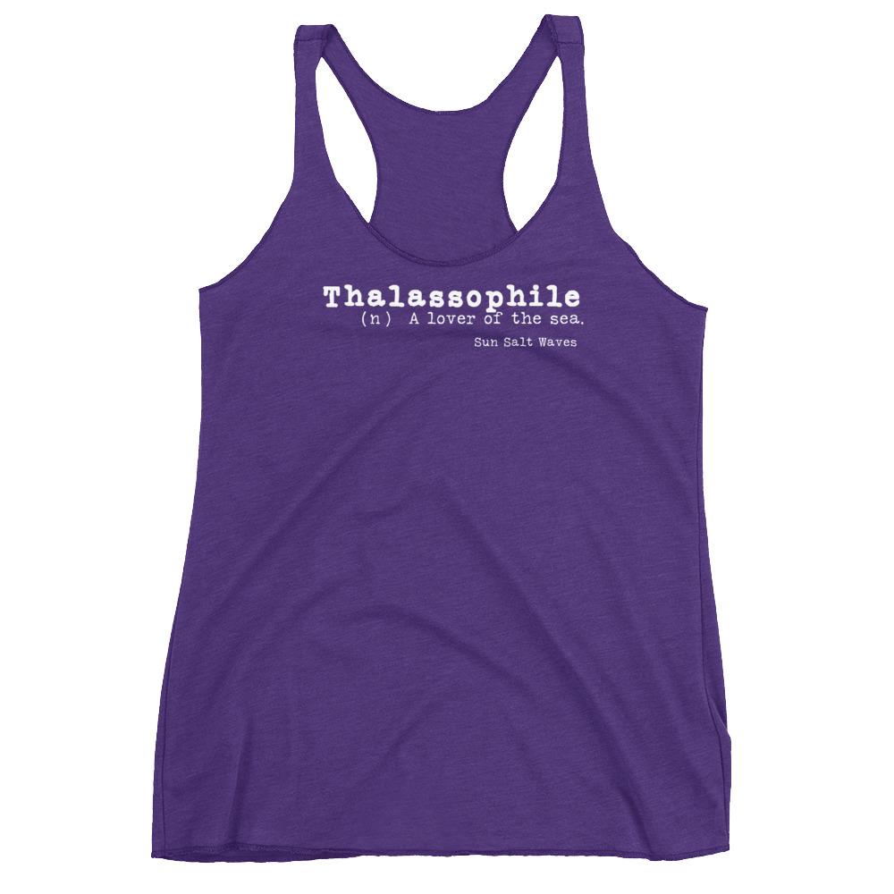 Lover of the Sea Racerback Tank Thalassophile Dictionary Women Junior Purple