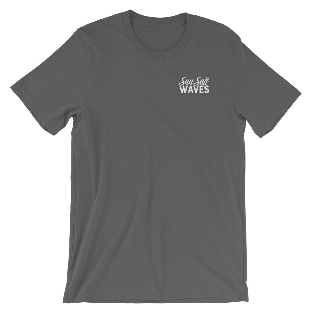 Hibiscus ‘Local’ Tee Unisex Graphic Tee Sun Salt Waves Orange Hibiscus Local Front and Back Print Men’s Women’s Asphalt