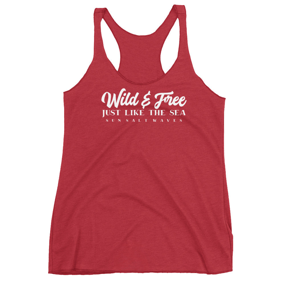 Wild and Free Racerback Tank Just Like the Sea Sun Salt Waves Junior Women Red