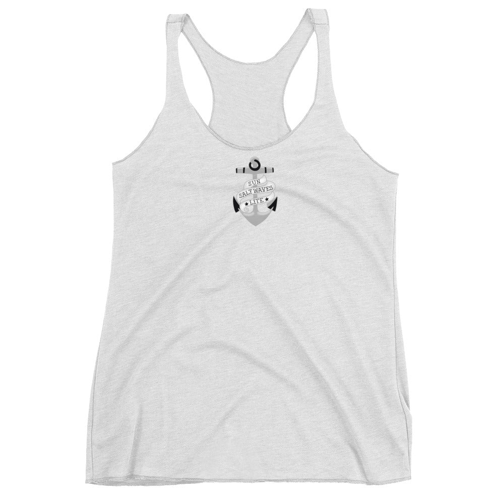 Sink or Swim Racerback Tank Tattoo Styled Anchor Women Junior White