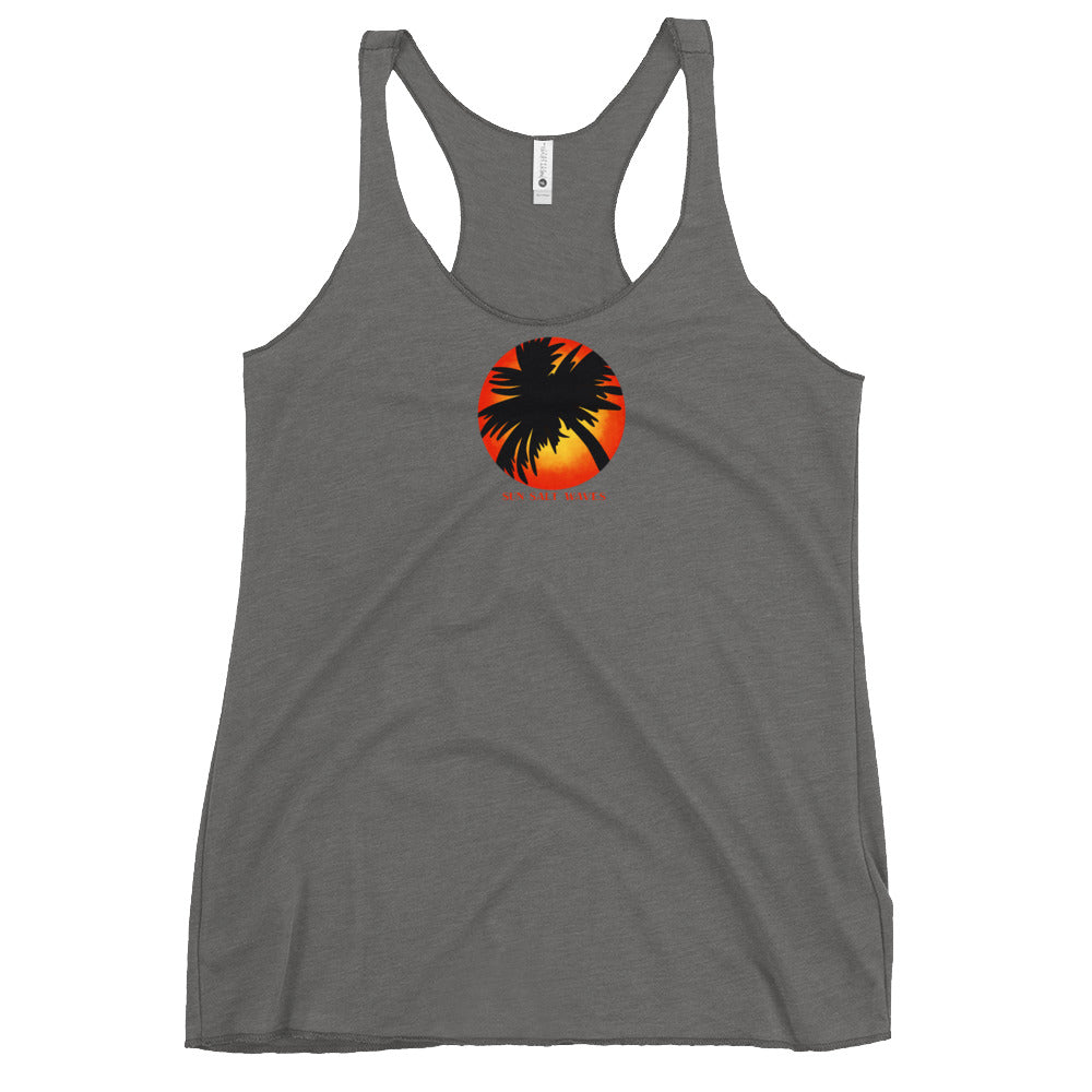 Sunset Palm Racerback Tank Palm Silhouette Sunset Women Junior Asphalt