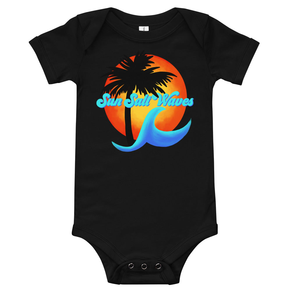 Sun Salt Waves Logo Onesie Sun Palm and Wave