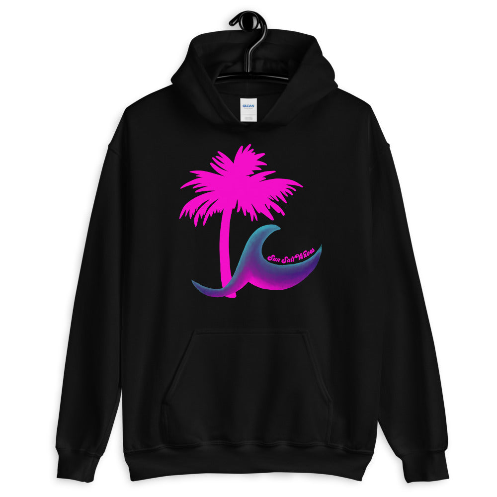 Sun Salt Waves Paradise Palm Black Hoodie Unisex Men’s Women’s Graphic