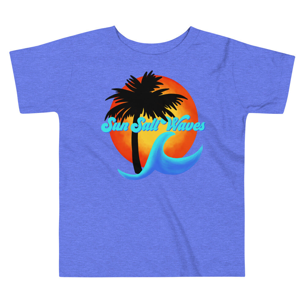Sun Salt Waves Logo Toddler Tee from Sun Salt Waves Palm Silhouette Sun and Wave Blue