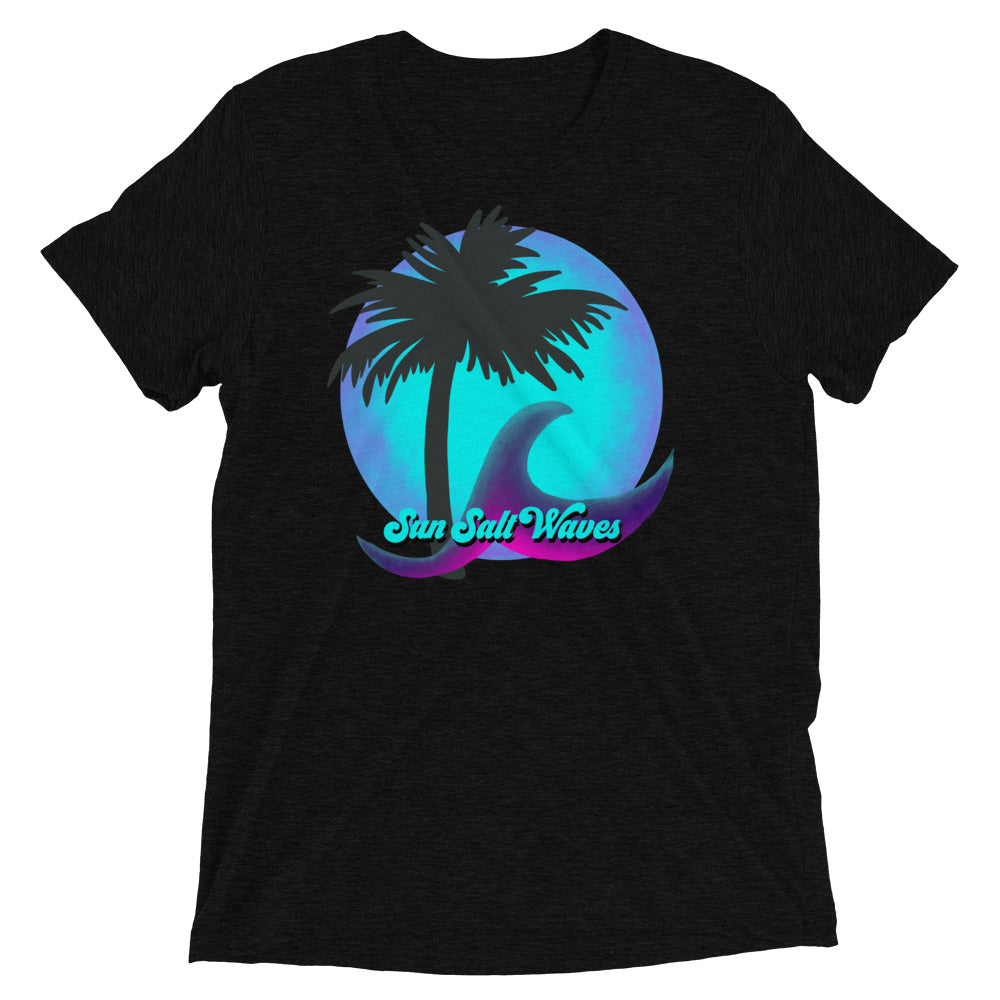 Night Moon Tee Unisex Graphic Tee Moon Wave and Palm Silhouette Sun Salt Waves Men’s Women’s Black