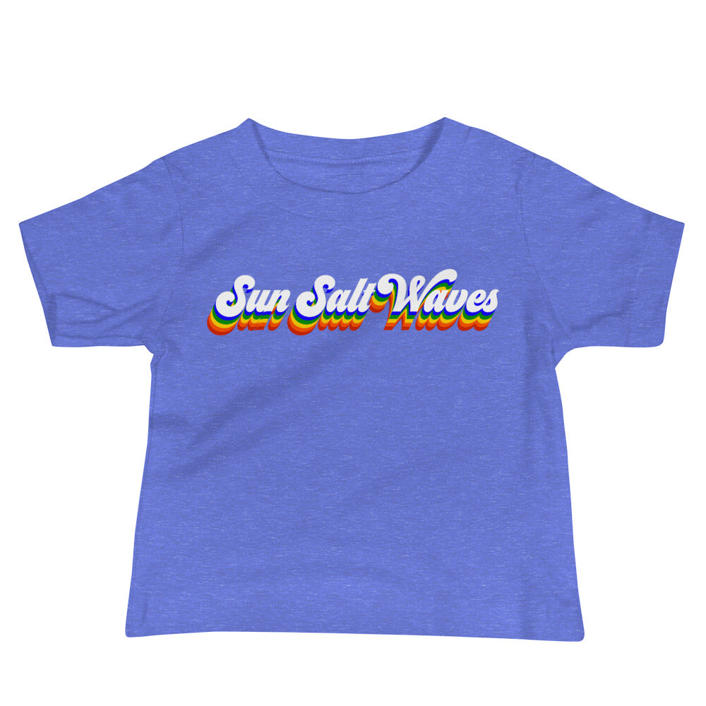Vintage Vibes Rainbow Colored Sun Salt Waves Blue
