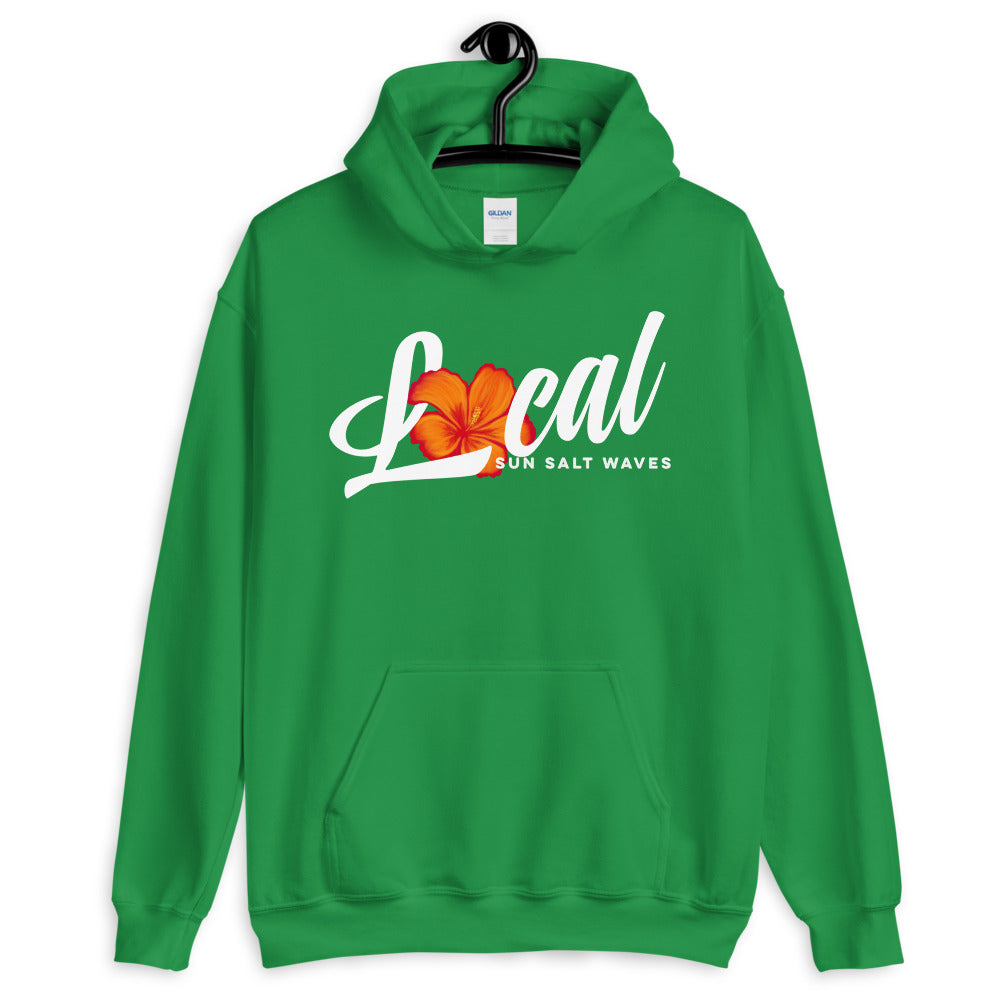 Sun Salt Waves Orange Hibiscus ‘Local’ Irish Green Hoodie Unisex Men’s Women’s Graphic