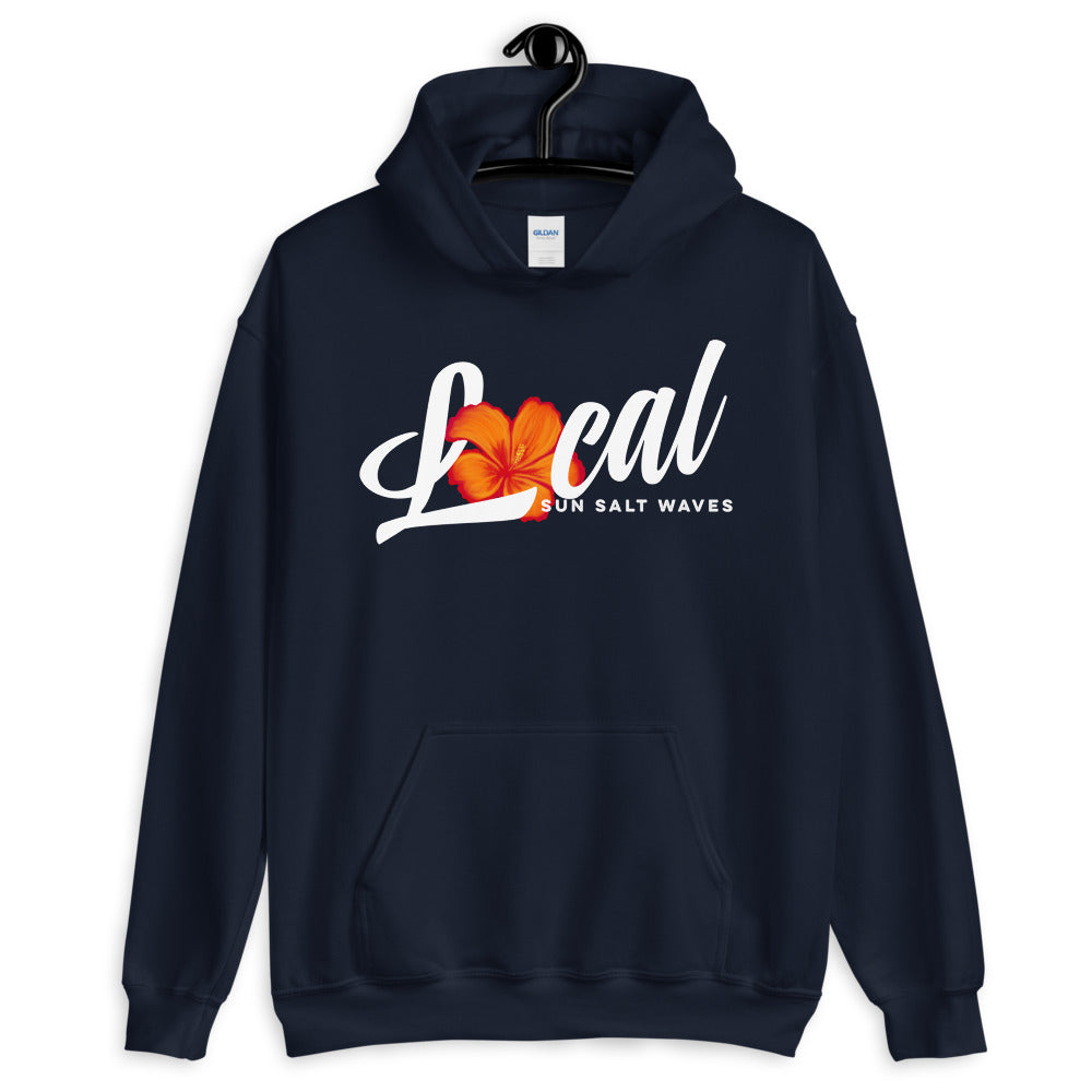 Sun Salt Waves Orange Hibiscus ‘Local’ Navy Hoodie Unisex Men’s Women’s Graphic