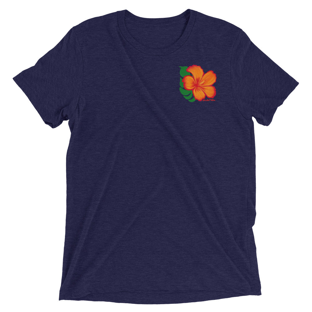 Hibiscus Tee Unisex Graphic Orange Flower Sun Salt Waves Men’s Women’s Navy