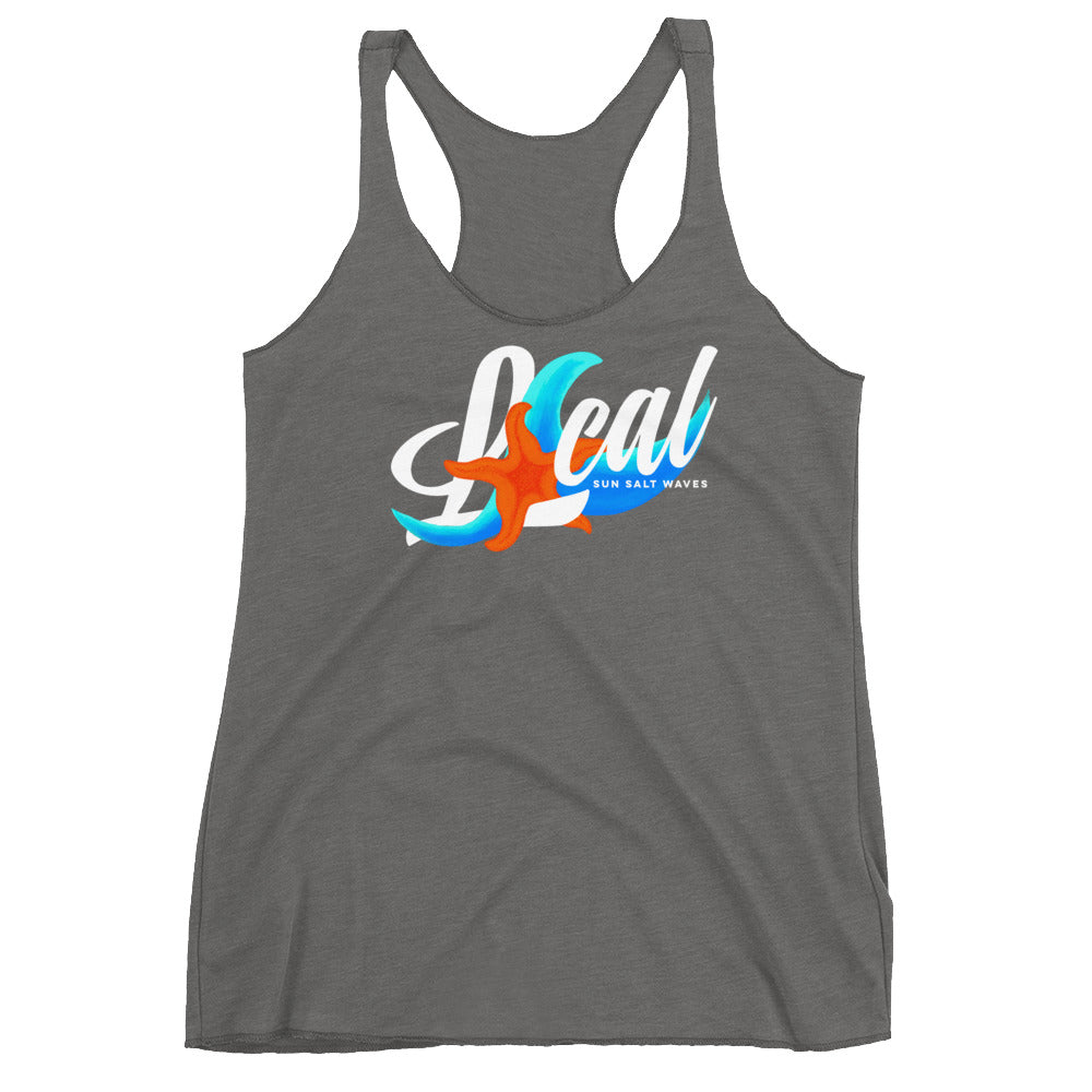 Sea Life ‘Local’ Racerback Tank Starfish Multicolored Wave Women Junior Gray