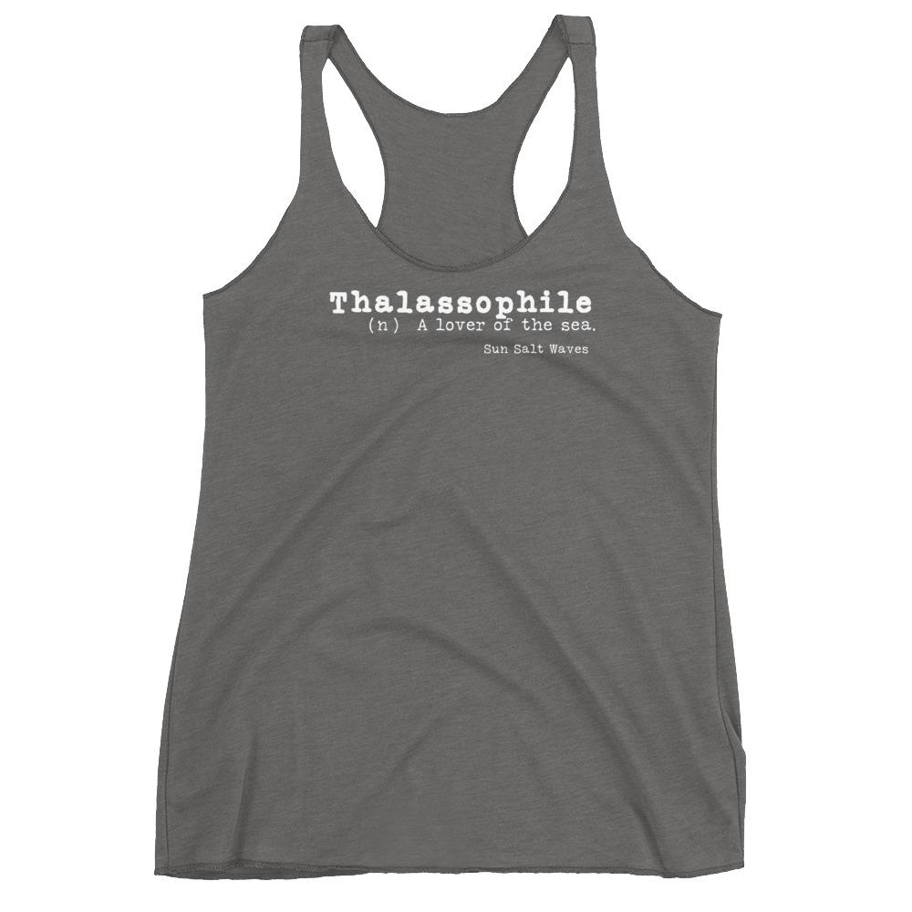 Lover of the Sea Racerback Tank Thalassophile Dictionary Women Junior Gray