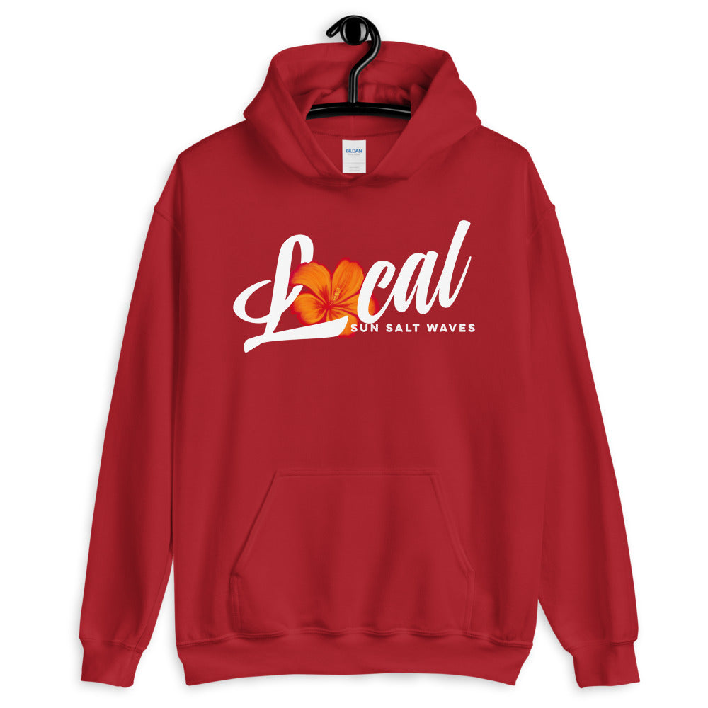 Sun Salt Waves Orange Hibiscus ‘Local’ Red Hoodie Unisex Men’s Women’s Graphic