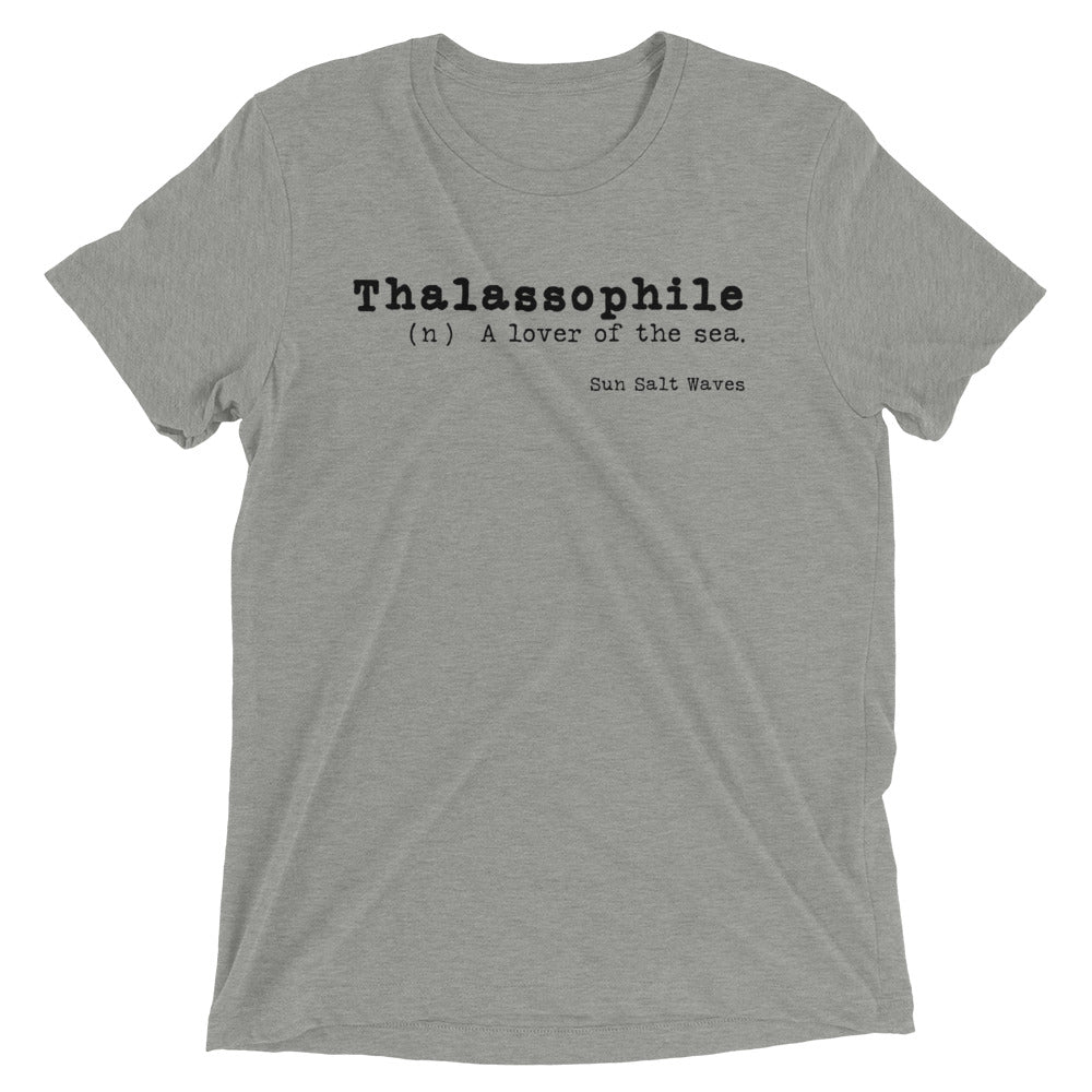 Lover of the Sea Tee Unisex Graphic Thalassophile Dictionary Print Definition Sun Salt Waves Men’s Women’s Heather Gray