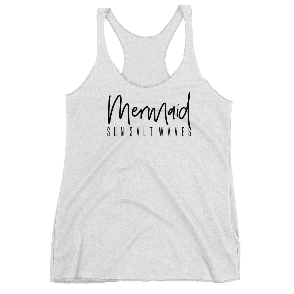 Mermaid Racerback Tank Sun Salt Waves Junior Women White