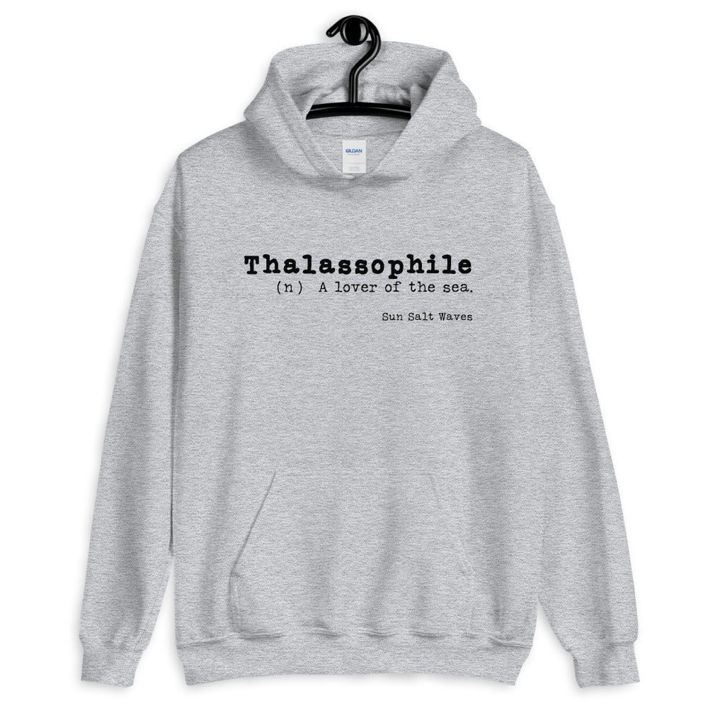 Sun Salt Waves Lover of the Sea Sport Light Grey Hoodie Unisex Men’s Women’s Graphic Thalassophile Dictionary Print Definition