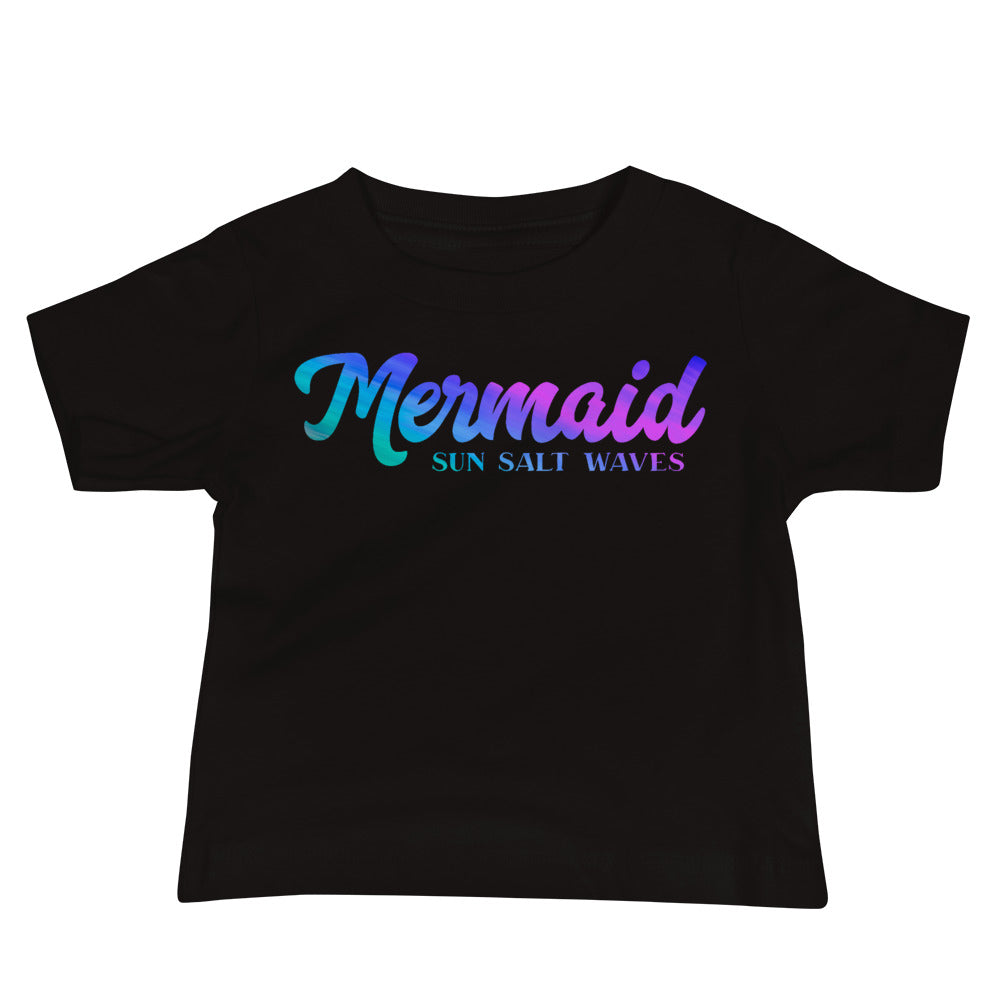 Mermaid Baby Tee Sun Salt Waves Colorful Mermaid Graphic Tee
