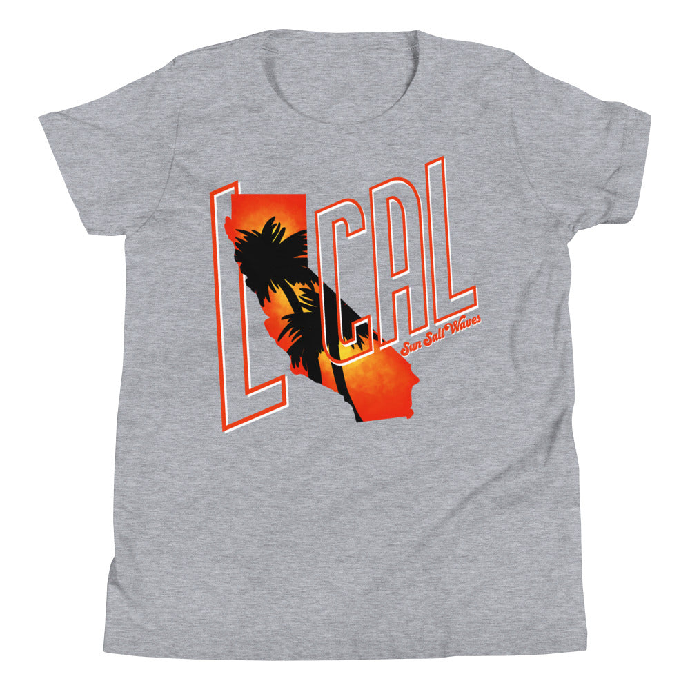 Cali ‘Local’ Youth Tee from Sun Salt Waves California sunset inspired design Heather Gray