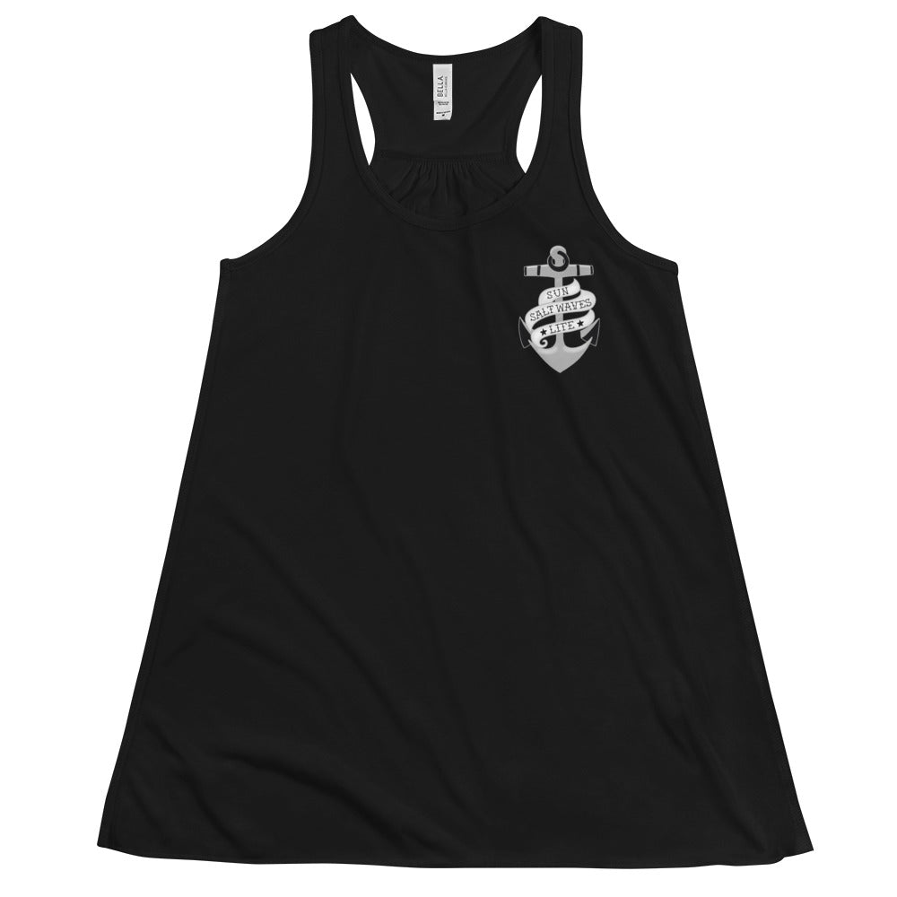 Sink or Swim Flowy Racerback Tank Graphic Tank Tattoo Anchor Women’s Junior’s Black