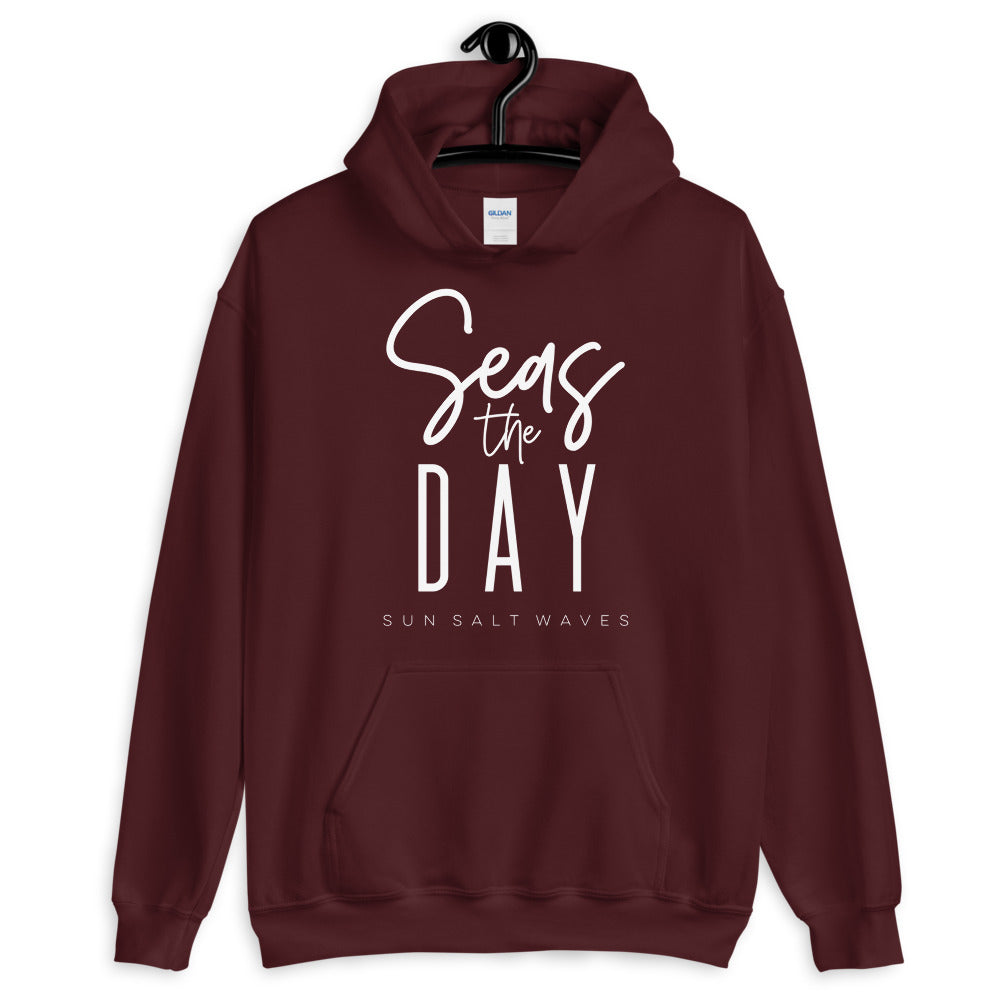 Sun Salt Waves Seas the Day Maroon Hoodie Unisex Men's Women's Graphic Seize the Day