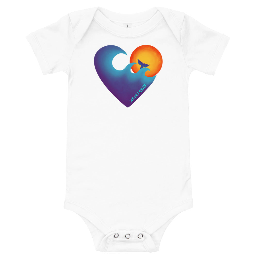 Sun Salt Waves Chase The Sun Heart Sun and Waves Pink Cotton Infant Onsie