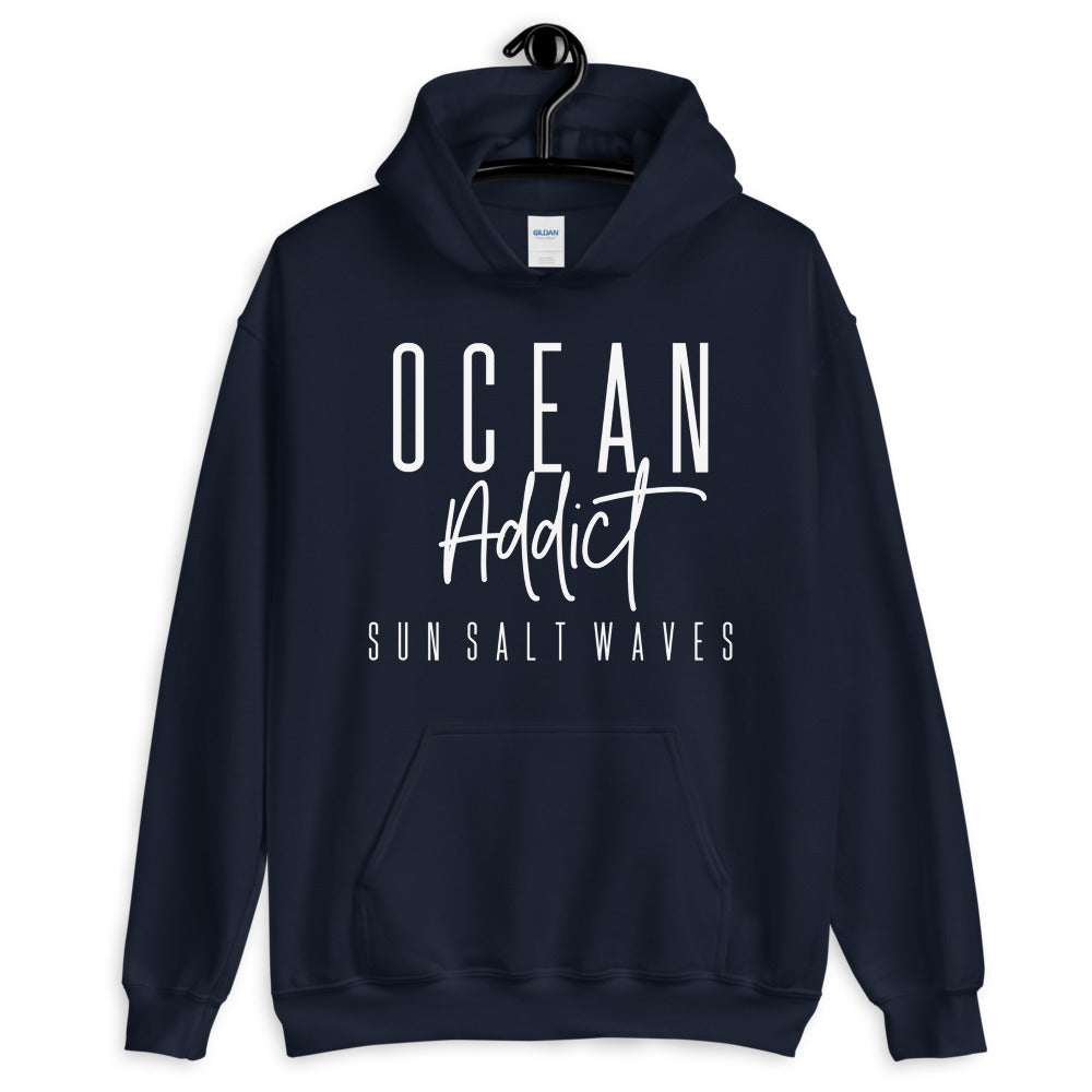 Sun Salt Waves Ocean Addict Navy Hoodie Unisex Men’s Women’s Graphic