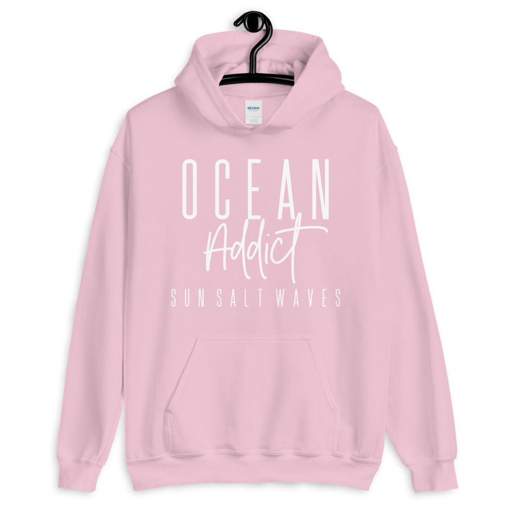 Sun Salt Waves Ocean Addict Light Pink Hoodie Unisex Men’s Women’s Graphic