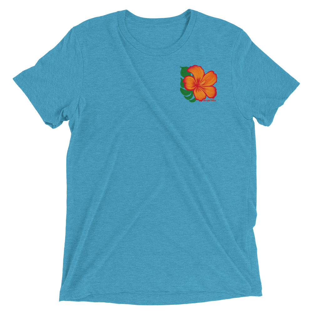 Hibiscus Tee Unisex Graphic Orange Flower Sun Salt Waves Men’s Women’s Turquoise