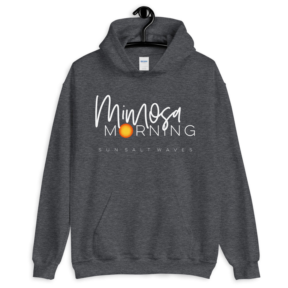 Sun Salt Waves Mimosa Morning Dark Heather Grey Hoodie Unisex Men’s Women’s Graphic Sun in Morning